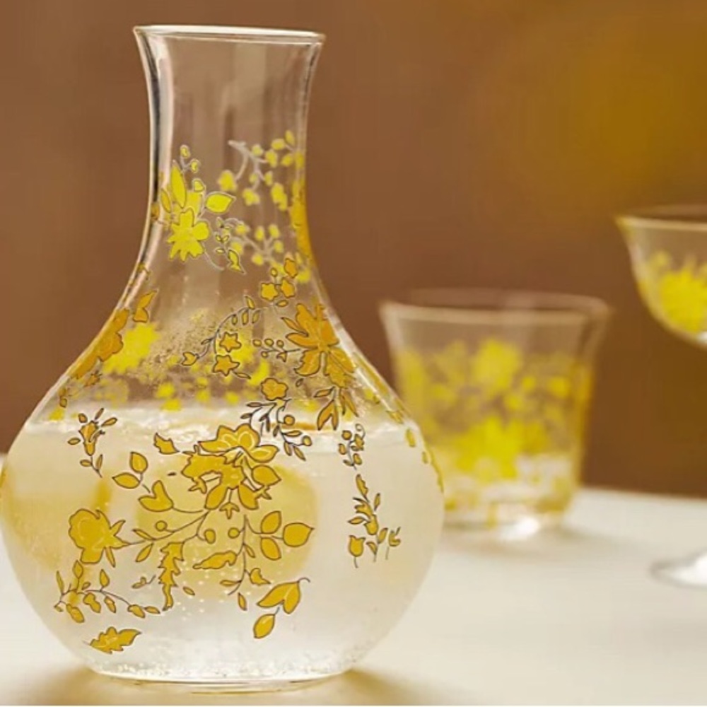 Anthropologie Carafe Pitcher Vase Handblown Glass New In Box Rare NWT